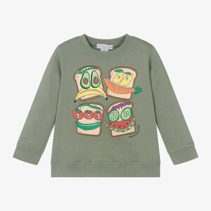 stella mccartney kids printed cotton sweatshirt 8 green funny sandwiches unisex